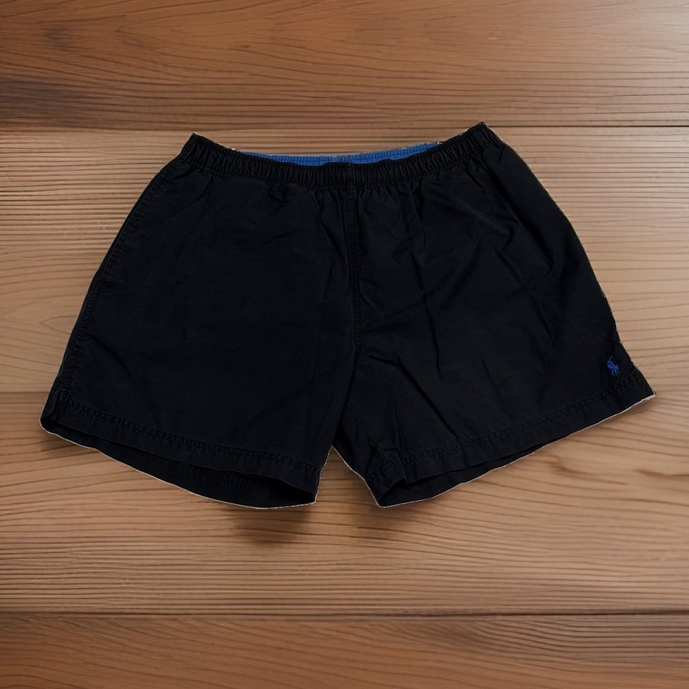 Vintage 90s Polo Sport Ralph Lauren Swim Trunks Men's L Black Nylon Mesh Shorts
